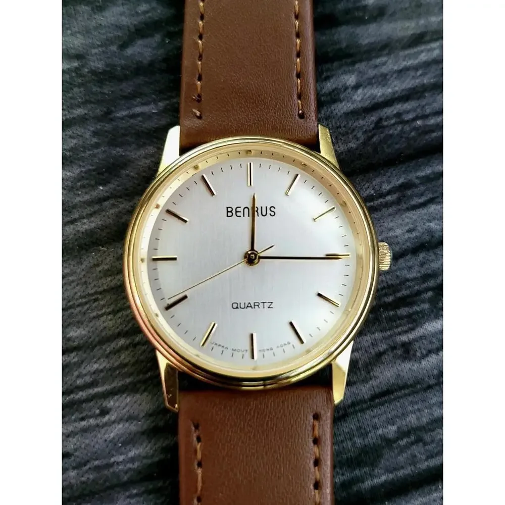 Rare Vintage Benrus Legacy White Enamel Mens Pie Pan‎ Watch